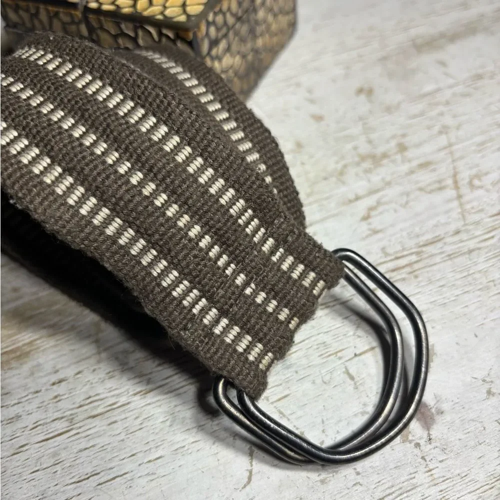 39.5” Striped Woven Canvas D-ring Belt